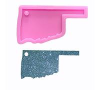 Shiny Glossy America State Oklahoma forma de mapa de silicona moldes para manualidades, llavero de arcilla polimérica, collar con colgante de resina para hacer manualidades de resina, mochila para decoración de pasteles