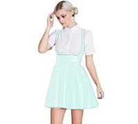 Shiny PVC Leather Lady Bodycon Pleated Dress Women,light Green,S