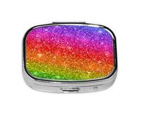 Shiny Sparkles Rainbow Colors Glitter, Meta Pastillero con 2 compartimentos, organizador portátil