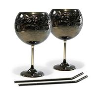 SHINY STAR IN THE DARK SKY Copas de Gin Tonic, Juego de 2 Copas de Cocktail Acero Inoxidable, Copas de Vino para Amantes de La Ginebra, 680 ml, Negro.