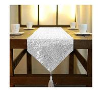 ShinyBeauty - Camino de Mesa con Borla, 30 x 180 cm, diseño de Lentejuelas Redondas con Purpurina para Caminos de Mesa en Fiestas, Bodas, Banquetes o decoración