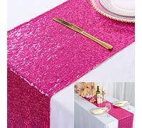 ShinyBeauty Camino de Mesa con Lentejuelas, 12 x 72 Pulgadas, Corredores de Mesa con Purpurina, Color Fucsia, Decoración del Hogar, Suministros de Fiesta