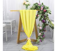 ShinyBeauty Camino de Mesa de Gasa 29x120 Pulgadas Cubierta de Mesa de Fiesta de Boda Transparente Suave amarillaCaminos de Mesa de 120 Pulgadas de Largo para la decoración del Banquete de Bodas