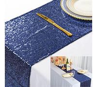 ShinyBeauty Camino de Mesa de Lentejuelas Azul Marino Camino de Lentejuelas Camino de Mesa para fotografía de Boda de Fiesta de graduación (12x108 Pulgadas)