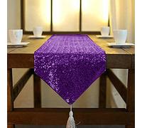 ShinyBeauty Camino de Mesa de Lentejuelas púrpuras Brillantes, borla-30x180cm, Lentejuelas Redondas con Purpurina en Fiesta, Boda, Banquete, Mesa, disposición o decoración (Morado)