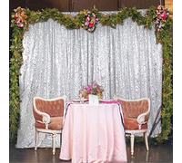 ShinyBeauty Cortina de telón de Fondo Plateada para Fiestas de Vacaciones 2024 con Lentejuelas Brillantes, telón de Fondo de Boda, 210 x 215 cm, para Cabina de Fotos de graduación, telón de Fondo de