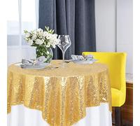 ShinyBeauty Mantel cuadrado 50x50 pulgadas Mantel dorado brillante Manteles de lentejuelas Twinkle Twinkle Little Star Decoraciones Glitter Falda de mesa redonda