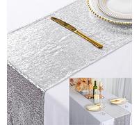 ShinyBeauty Silver Runner Decoración de Boda con Lentejuelas Camino de Mesa 12x120 Pulgadas Decoración de Mesa de Plata, 30x300cm