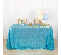 ShinyBeauty Tableclot - Mantel Rectangular con Lentejuelas (152 x 259 cm), Color Turquesa