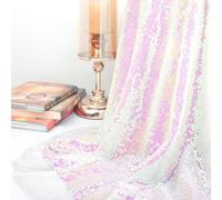 ShinyBeauty Tela de Lentejuelas Blancas de Sirena, Cambiada Con Purpurina, 200 cm de Longitud, para Mantel y Camino de Mesa