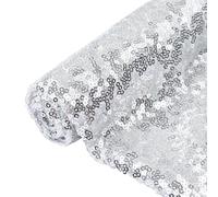 ShinyBeauty Tela de lentejuelas Plata Material de lentejuelas 92CM Tela brillante (92 cm, plata)