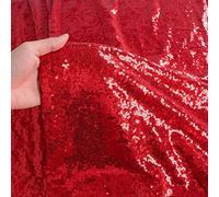 ShinyBeauty The Yard - Tela de sirena con purpurina para coser, tela elástica de lentejuelas, bordada, para vestido de noche, 2 metros de longitud, color rojo