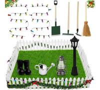 Shinybox Casa de Muñecas Decoración, 12 Piezas Adornos de Navidad en Miniatura, Mini Valla de Jardín, Accesorios de Casa de Muñecas