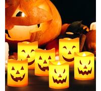 Shinybox Decorativas de Halloween, 6 Piezas Calabaza y Luz de Vela de Araña, Candle para Decoraciones de Halloween y Favores de Fiesta para Interior y Exterior