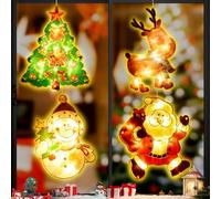 Shinybox Luce Ventana Navidad, 4 Piezas Luces Nocturnas para Decoración de Ventanas, Luz de Ventana Decorativa de Navidad, Luces Colgantes de Navidad para Interiores Exteriores