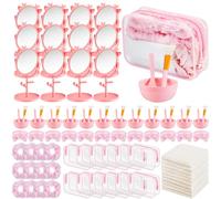 Shinylin Juego de 12 suministros de fiesta de spa para mujeres y niñas, incluye juego de tazones para mezclar máscaras faciales, paños de lavado facial, bolsas de cosméticos transparentes, espejo de