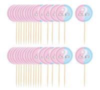 SHINYPASING 32 Piezas de Adornos para Pasteles de Fiesta Revelación de Género, Palillos Decorativos de Papel para Cupcakes, Accesorios para Tarta o Niña, Decoración para Fiesta Shower