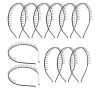 SHINYPASING Cintillos para Mujer 31 Dientes de Hierro, 24 Piezas de Aro Simple Negro, Perfectos para Cabello Rizado y Uso Cotidiano