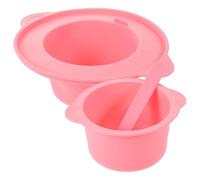 SHINYPASING Cuenco de Silicona para Mascarillas y Depilación con Cera 400 Ml Resistente al Calor Color Rosa con Barra Mezcladora para Uso en Salones y Spa Reutilizable