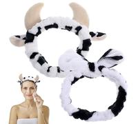 SHINYPASING Diadema de Vaca para Maquillaje y Cuidado Piel, 2 Piezas, Tela Cómoda y Amigable Piel, Diseño Creativo y Adorable para Spa y Lavado Facial