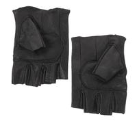 SHINYPASING Guantes de Gimnasio Medio Dedo de Cuero Negro Antideslizantes | Nudillos Ventilados, Ligeros y Portátiles, Palma Almohadilla Antideslizante, para Bici y Calor