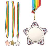 SHINYPASING Medallas para Premios para 3 Piezas, Medallas de Aleación en Oro, Plata y Bronce, Colgantes Cordón, para Eventos Deportivos Infantiles y Competencias Escolares