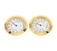 SHINYPASING Medidor de Humedad y Temperatura Mini Redondo 37mm Dorado 2 Unidades, Higrómetro Analógico para Terrarios, Estuches de Guitarra y Control Ambiental Interior