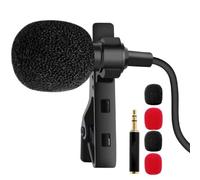 SHINYPASING Micrófono de Solapa Omnidireccional Mini Clip y Conector 3,5 Mm para Grabación en Móvil y Pc, Cable de 1,5 M, Incluye 2 Espumas Negras y 2 Espumas Rojas, Uso en Entrevistas