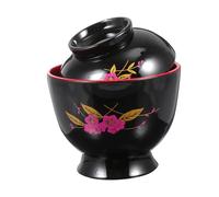 SHINYPASING Tazón de Sopa de Miso Japonés de Plástico Diseño de Hilo, Tamaño Mediano, Color Blanco, para Cocina y Restaurante, Cuenco Multiuso para Arroz, Postres y Snacks, Vajilla Práctica