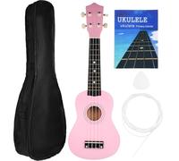 SHINYPASING Ukelele Hawaiano de 21 Pulgadas para Principiantes, Set Soprano Rosa con Bolsa, Cuerda de Repuesto y Púa, Instrumento Musical Adultos, Accesorios Incluidos, Fácil de Tocar