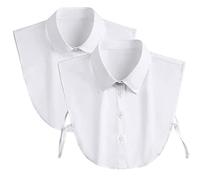 Shinywear Blusa de cuello falso desmontable con cuello de Dickey, medias camisas de Peter Pan, cuello falso para mujeres y niñas, color blanco