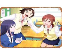 Shiori Saginomiya, Akane Kikuchi, Nozomu Tanaka, Wasteful Days Of High School Girl, póster de anime para decoración de pared del hogar, letrero de metal retro de 20 x 30 cm