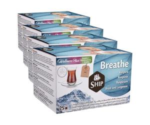 Ship - Infusión de Breathe en Caja de 25 Unidades - Favorece la Respiración y Ayuda a Aliviar la Congestión Nasal - No Contiene Azúcar ni Lactosa - Infusiones y Tés (Paquete de 4)