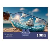 Ship Inside The Bottle Flotin on Waves 1000 Pcs Premium-Karton Puzzle Ship in A Bottle Stressabbau Kreatives Spiel Puzzles Als Geburtstagsgeschenke 70x50cm/1000pcs