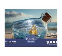 Ship Inside The Bottle Flotin on Waves 1000 Stück Ökopapier Puzzle Ship in A Bottle Lebendige Bilder Kreatives Spiel Puzzles Für Erwachsene Und Kinder 38x26cm/1000pcs