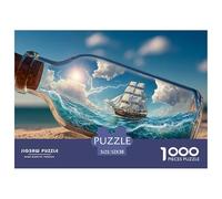 Ship Inside The Bottle Flotin on Waves 1000 Stück Ökopapier Puzzle Ship in A Bottle Lebendige Bilder Familienspiel Puzzles Als Wohnaccessoires 52x38cm/1000pcs