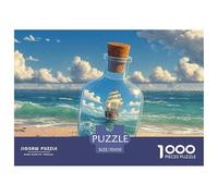 Ship Inside The Bottle Flotin on Wves 1000 Pcs Ökopapier Puzzle Ship in A Bottle Lebendige Bilder Kreatives Spiel Puzzles Als Geburtstagsgeschenke 70x50cm/1000pcs