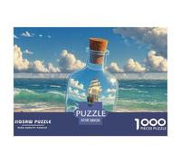 Ship Inside The Bottle Flotin on Wves 1000 Pcs Ökopapier Puzzle Ship in A Bottle Stressabbau Kreatives Spiel Puzzles Für Erwachsene Und Kinder 38x26cm/1000pcs