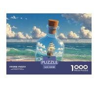 Ship Inside The Bottle Flotin on Wves 1000 Stück Premium-Karton Puzzle Ship in A Bottle Lebendige Bilder Familienspiel Puzzles Als Geburtstagsgeschenke 52x38cm/1000pcs