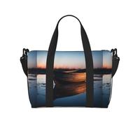 Ship on The Blue Ocean - Bolsa de viaje cruzada con cremallera, bolso casual para viajes de fin de semana y compras al gimnasio, Black, Talla única, Bolsa de viaje