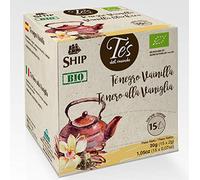Ship - Té Rojo de Fresa y Vainilla Bio en Pirámides - 15 Unidades - Aporta Energía - Grandes Propiedades Digestivas y Diuréticas - Sabor Dulce - Con Efecto Relajante