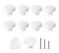 ShipeeKin 10x Blanco Puerta Pomo Gabinete Retro Redondo Cerámica Cajón Armario Cocina Pull Asa 32MM con Tornillos de 3 Tamaños