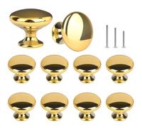 ShipeeKin 10x Pomos Armario Tiradores Dorados para cocina, Oro Perillas de Gabinete Redondas Perillas de Cajón 30mm Tiradores de Muebles