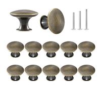 ShipeeKin 12x Ronda de latón Antiguo Gabinete Perillas Estilo Retro Cocina Armario Cajón seta mango tira 30mm/1.18in con Tornillos Para Vestidor Armario Puerta Baño Hardware(Bronce antiguo)