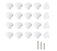 ShipeeKin 20 pomos de puerta de color blanco, estilo retro, redondos, de cerámica, 32 mm