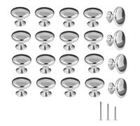 ShipeeKin 20x Pomo para Armario Redondo, 4 Tirador Cajón Puerta Plata, Tiradores Cromados 30mm