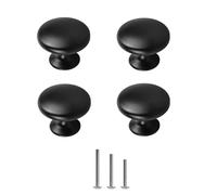 ShipeeKin 4 Pomos Armario Perillas de gabinete negras Pomos de cajón negras 30mm para cocina, baño
