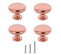 ShipeeKin 4X Herrajes de cromo pulido Perilla manija puerta hongo 30 mm | para gabinete, armario, armario, muebles de estantes de baño, etc. (Oro rosa)