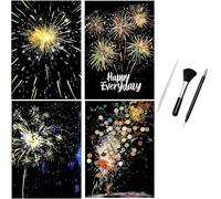 ShipeeKin 4x luminosos imágenes para rascar scratch art, 290 x 210 mm papel de pared cuadros rascadores con juego de herramientas (Fuegos artificiales)