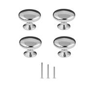ShipeeKin 4x Pomo para Armario Redondo, 4 Tirador Cajón Puerta Plata, Tiradores Cromados 30mm